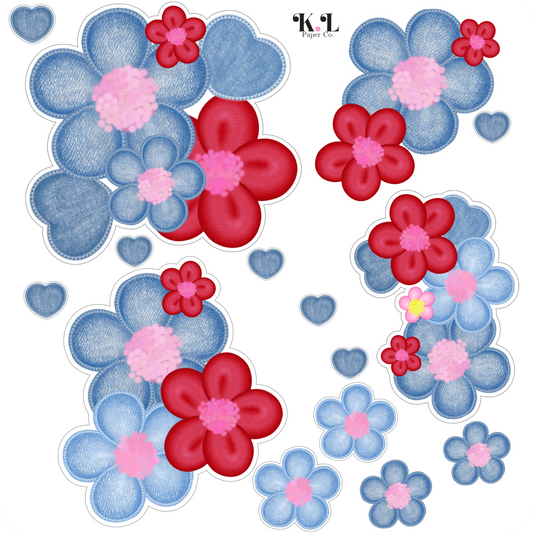 Denim Floral Sticker Sheet