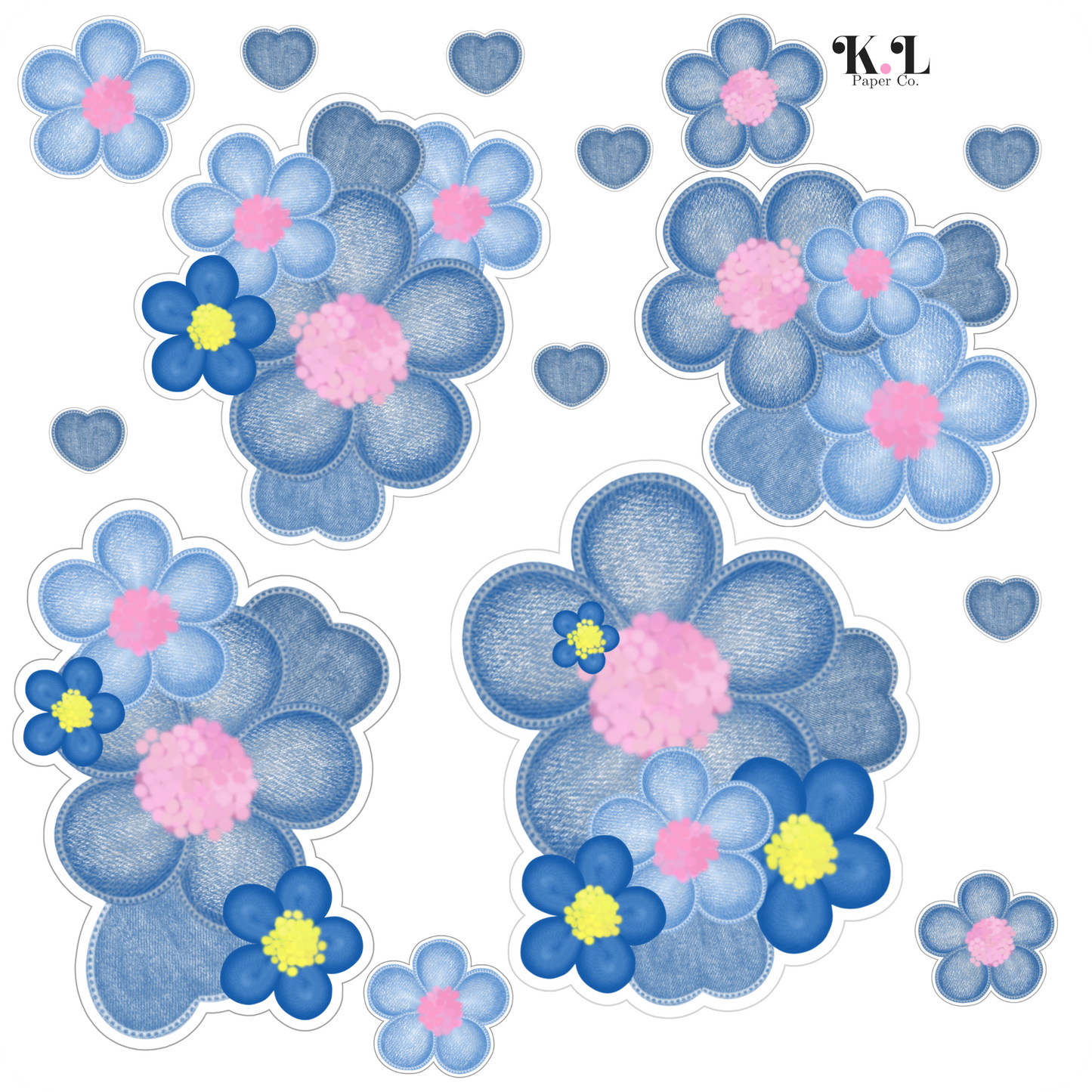 Denim Floral Sticker Sheet