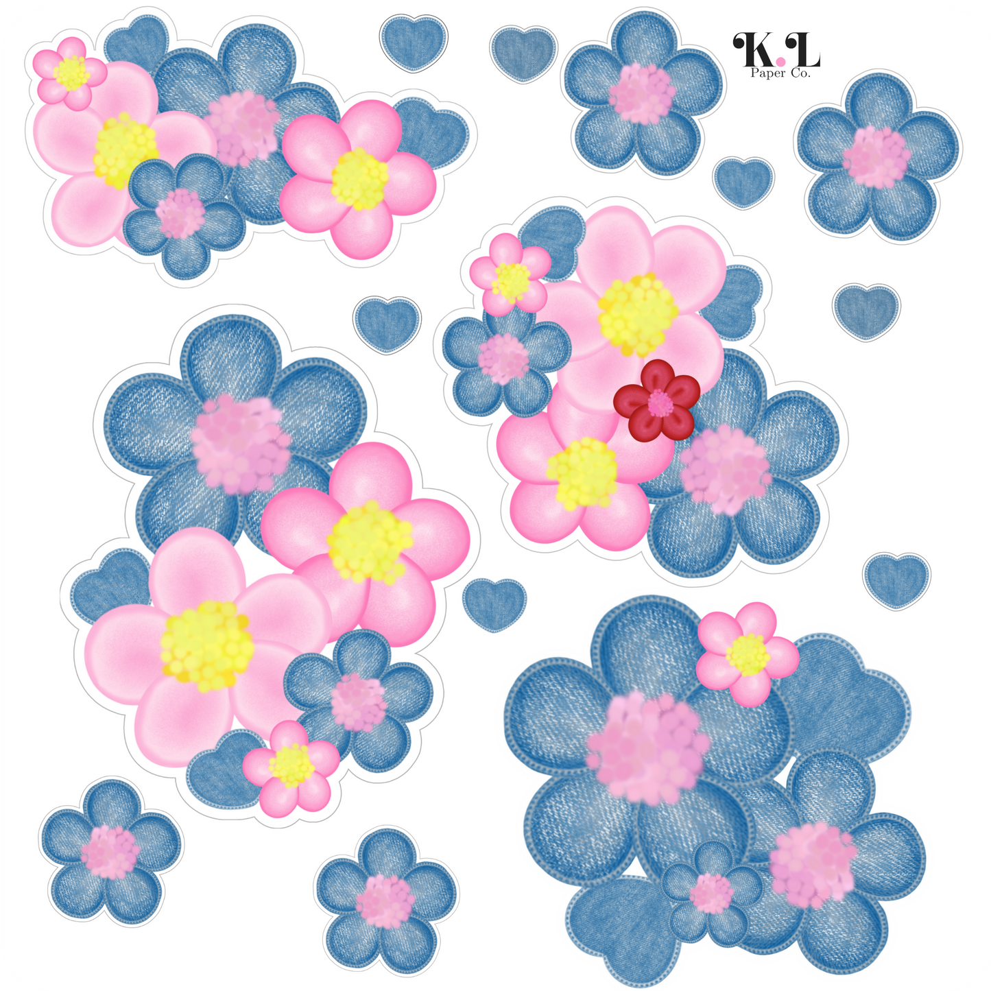 Denim Floral Sticker Sheet